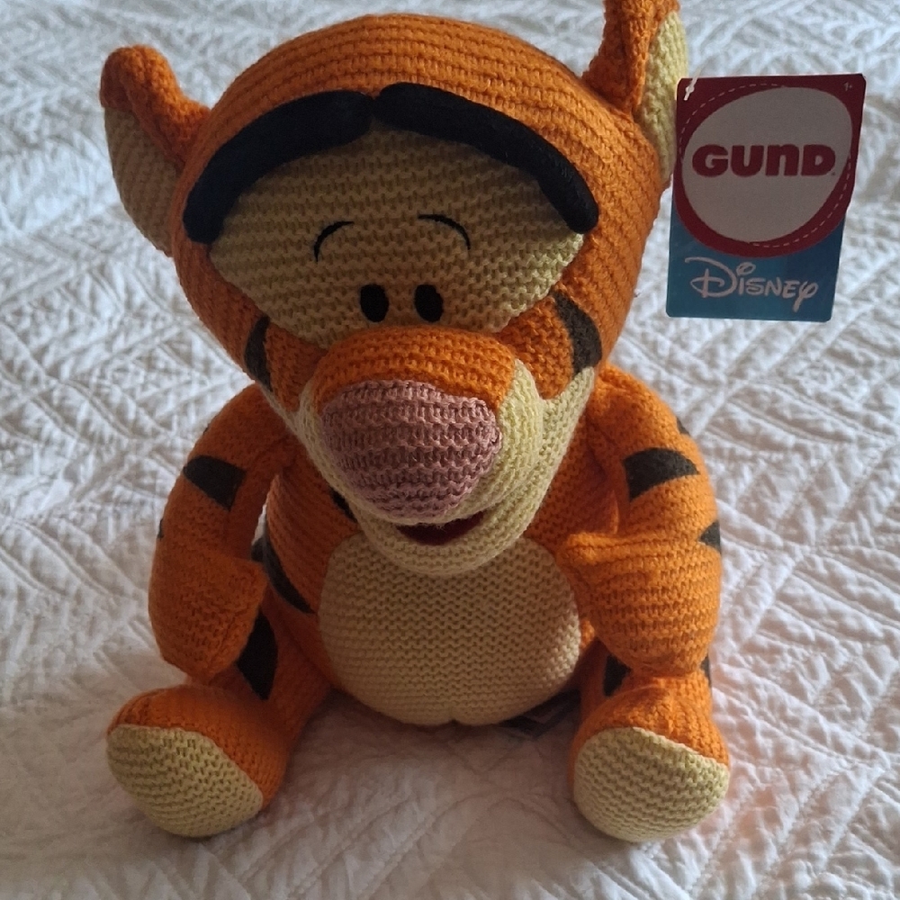 GUND Crocheted Tigger Plush - Orange, Cream, Pink, Black